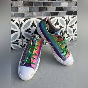 Converse Multicolor Metallic Sneakers with Green Laces